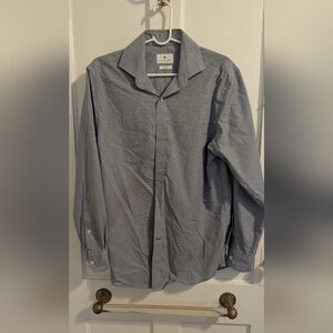 Ryan Seacrest Distinction Navy Checkered Button Down Shirt